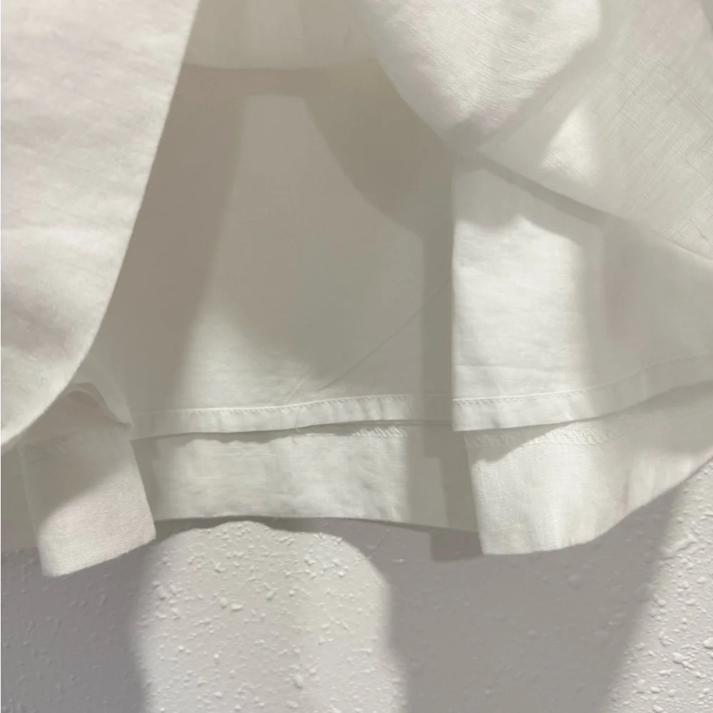 Tory Burch 100% LINEN off white‎ high-Waist Button-Detail Midi Skirt 10